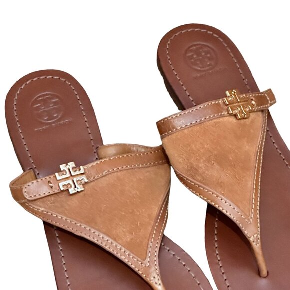 Tory Burch Suede With Leather Trim Sandal, Chestnut, Size 9 - Picture 4 of 9